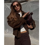 Women'S Autumn Jackets 2025 New Fashion Big Pocket Elegant Women'S Slim Warm Jackets Autumn Street Chic Young Student Coats
